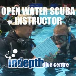 PADI Open Water Scuba Instructor Candidate getting his Confined Water Presentation graded