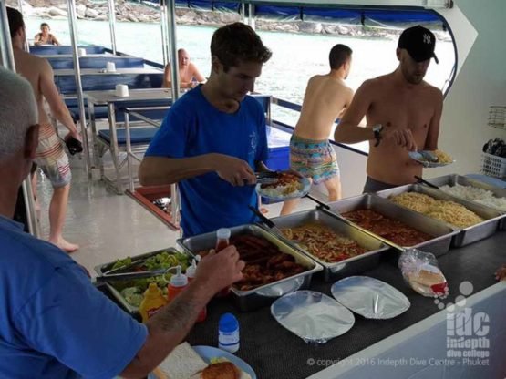 Breakfast time on Indepth Dive Phuket Scuba Diving Trip Boat 7