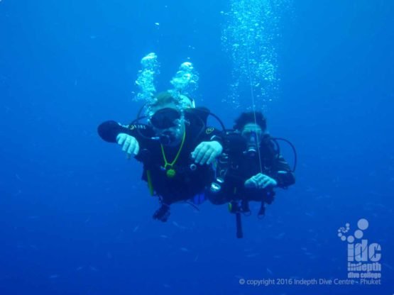 On a Phuket scuba dive gliding along in the current on a great day’s diving
